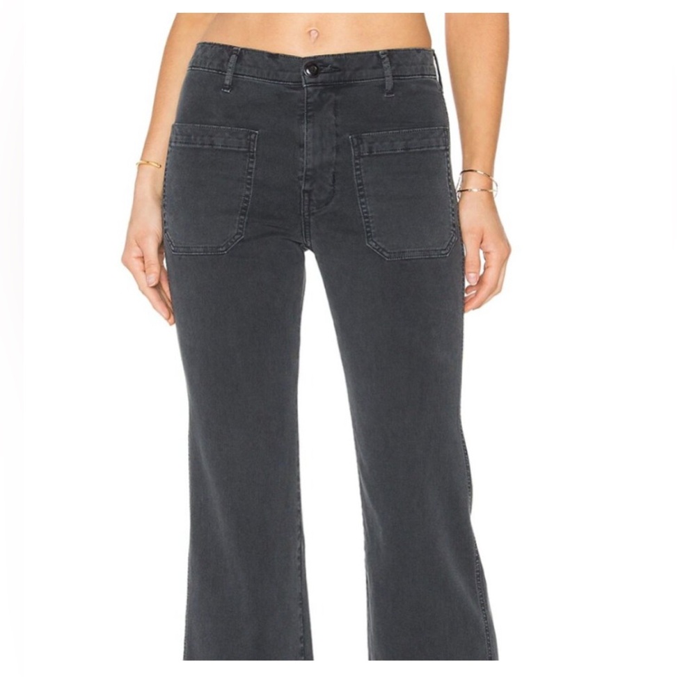 THE GREAT. Women's 2S Black Flare Corduroy Sailor Pants Utility Made in USA